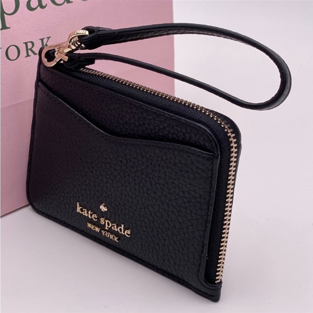 Kate Spade leila small card holder wristlet wallet black - Picture 5 of 10